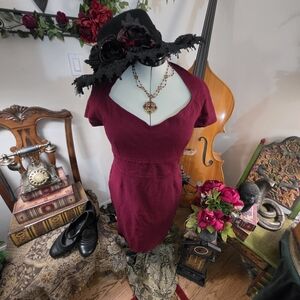 Pinup Couture Wine Red Sweetheart Midi Dress